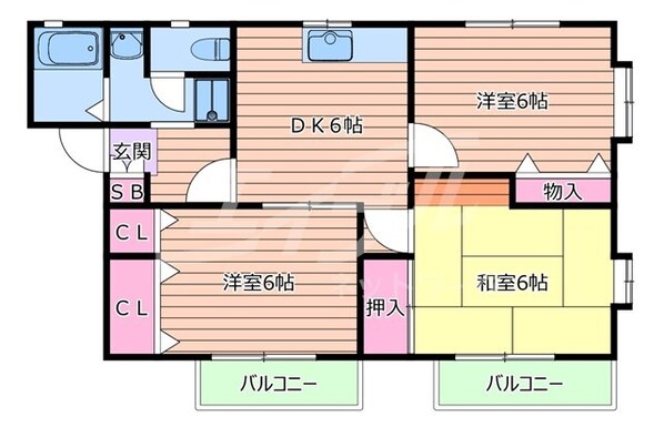 パーシモンハウスⅡE棟の物件間取画像